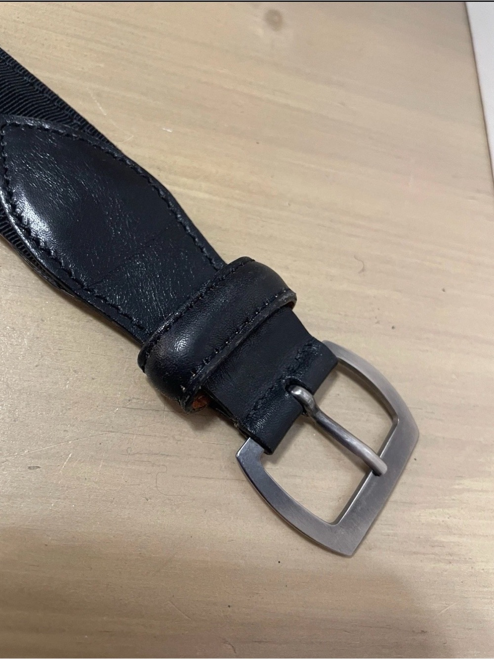 Giorgio Armani Men's Black Leather Belt Strap with Silver Buckle